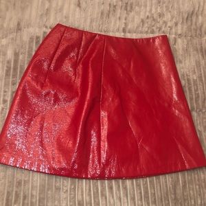 Red leather skirt